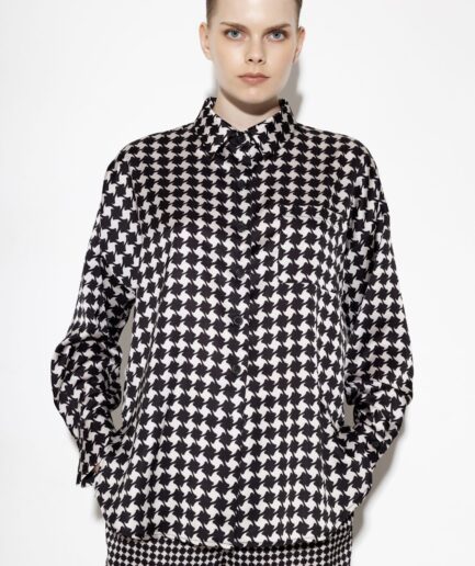 Liora Satin Shirt - Pie de Poule Dolce Domenica