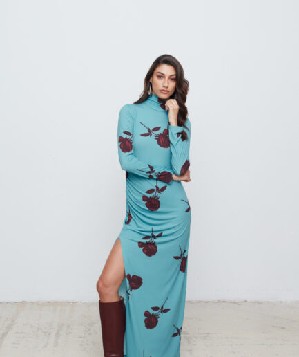 Gloria Dress - Ciel/Bordeaux Peonies Mix & Match