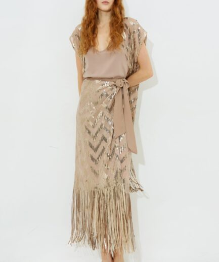 Julane Fringe Sequin Wrap Skirt Dolce Domenica
