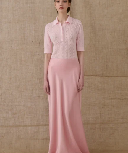 Dusty Pink Satin Mermaid Skirt Vassia Kostara