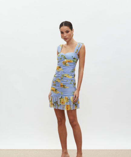Layla Mini Dress - Indigo / Yellow Mix & Match