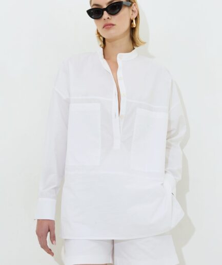 Robyn Cotton Shirt-Top - Black / White Dolce Domenica