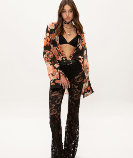 Black Rose Lace Pants Vassia Kostara