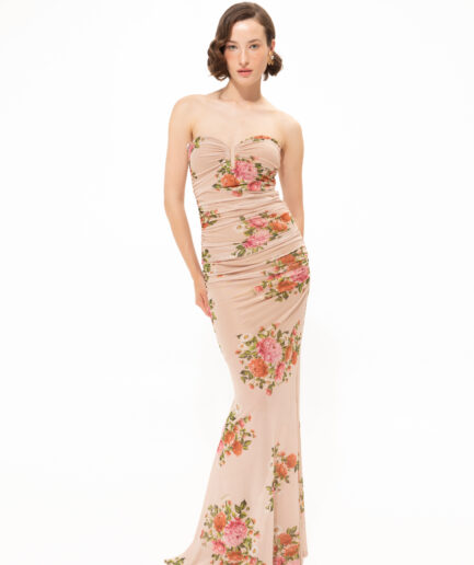 Pink Romance Strapless Mesh Dress Vassia Kostara