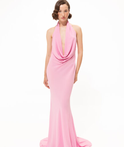 Bright Pink Maxi Gown Dress Vassia Kostara