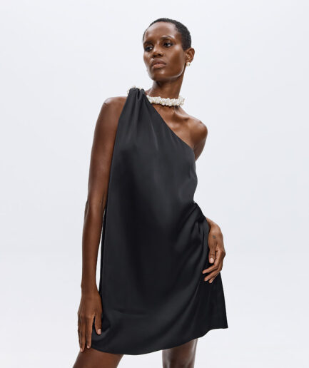 Cecily Satin Dress – Black Dolce Domenica