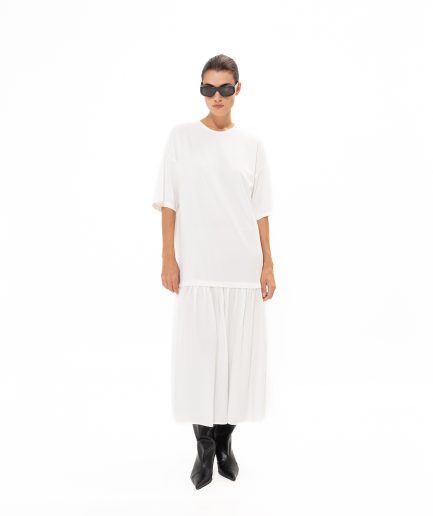 White Midi Cotton Dress Vassia Kostara