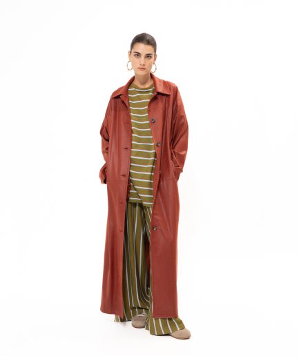 Cherry Faux Leather Coat Vassia Kostara