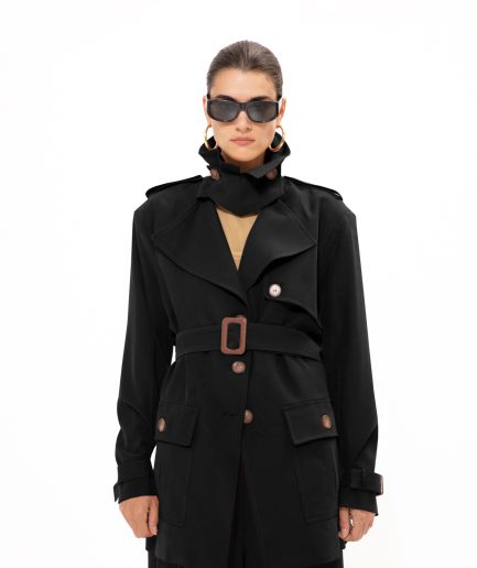 Black Trench Jacket Vassia Kostara