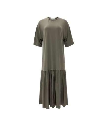 Olive Midi Cotton Dress Vassia Kostara