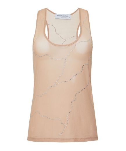 Nude Sparkle Tank Top Vassia Kostara