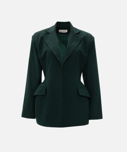 Pine Green Chequered Blazer Vassia Kostara