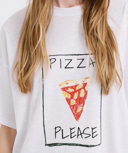 Pizza T-Shirt Oversize - White / Black Dolce Domenica