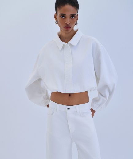 Denim Jacket Crop Top - White Combos