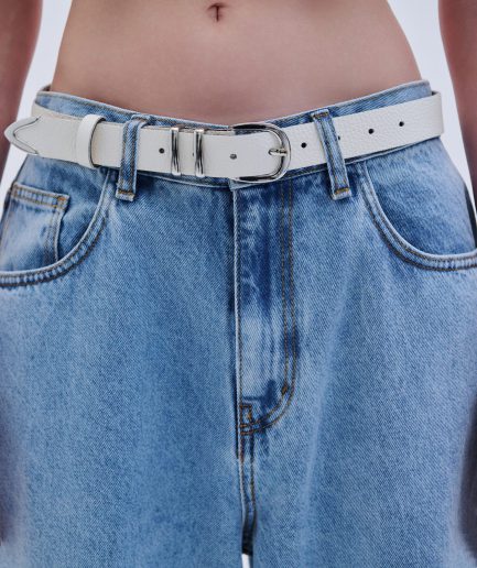 Belt Leather Metal V Tip - White Combos