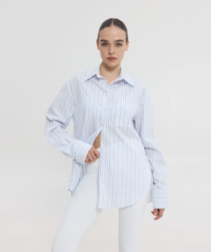 Reina Shirt - White/Blue Stripes SunSetGo.
