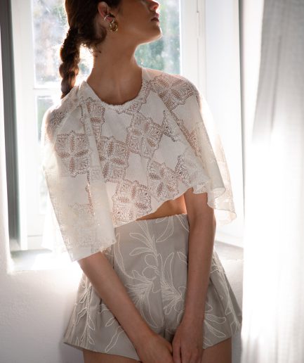 Arc Capelet - Geometric Lace Off-White Nidodileda