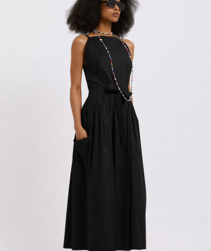 Nara Front-Tie Dress - Black Dolce Domenica