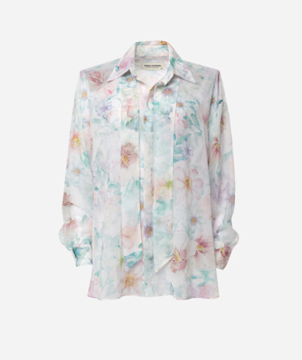 Pastel Floral Print OS Shirt Vassia Kostara