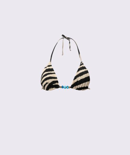 Zebra Print Triangle Bikini Top Vassia Kostara