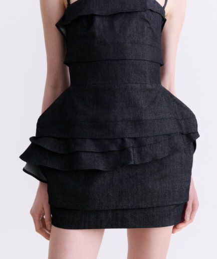 Black Denim Mini Dress Vassia Kostara