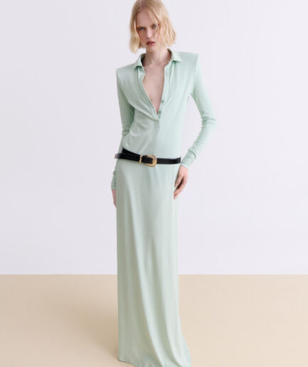 V-Neck Rib Maxi Dress Vassia Kostara