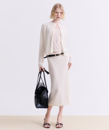 Cream Knit Midi Skirt Vassia Kostara