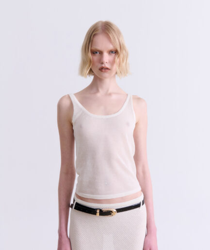 Cream Knit Tank Top Vassia Kostara
