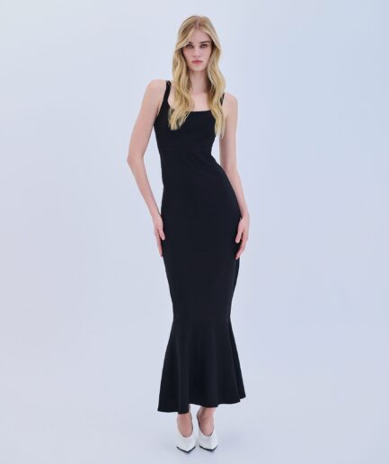 Dress Maxi Ruffled - Black / Coral Red Combos